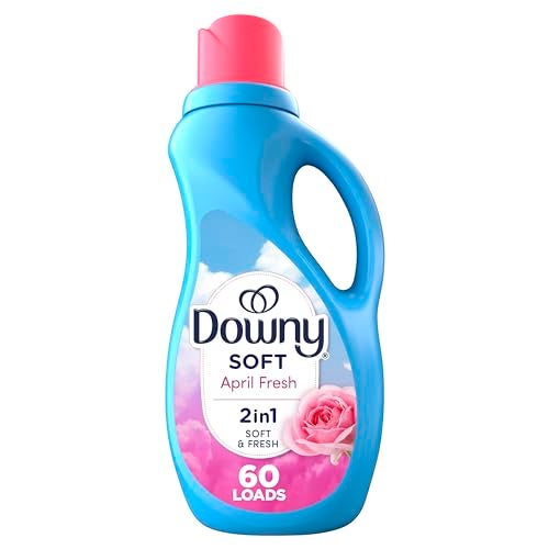 Downy Soft, 2 in 1 Soft and Fresh Liquid Fabric Softener, April Fresh, 44 fl oz, 60 Loads, Fabric Conditioner Liquid provides softness and freshness for fabrics - Image 1