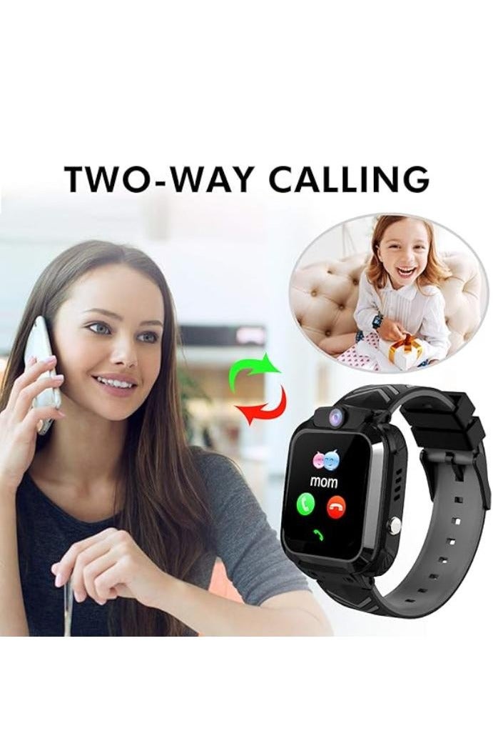 Nabi Kids Smart Watch IP65 Waterproof with SOS, Camera, Call, Music, 7 Puzzle Games, Alarm Clock, Compatible with iOS and Android for Girls and Boys Perfect Gift for Kids (Black) - Image 2