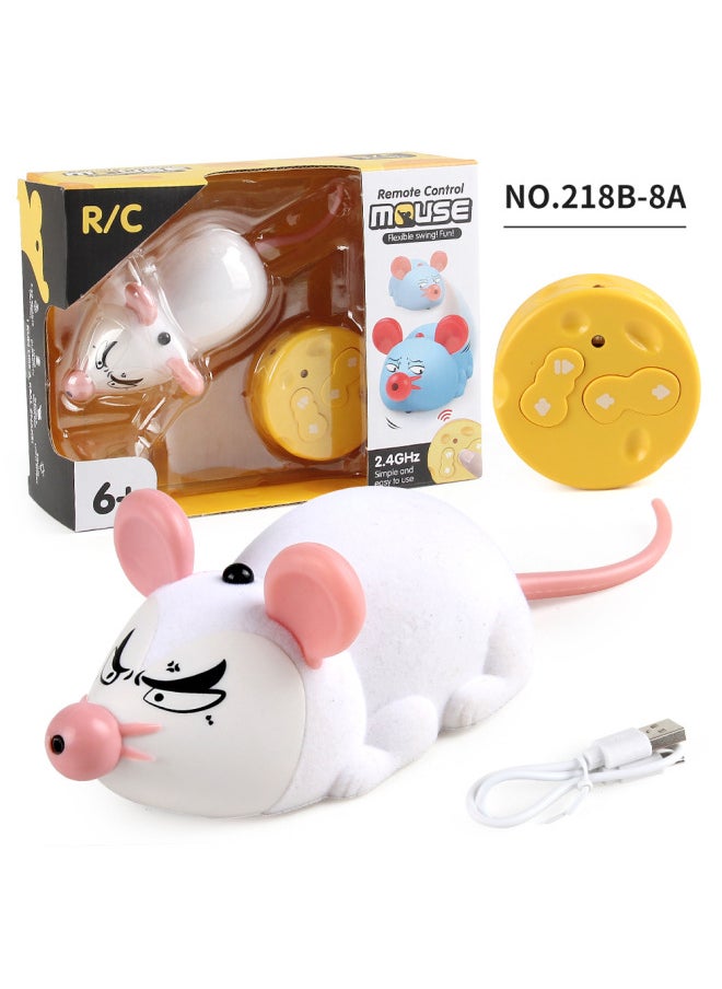 Source Manufacturers Electric Infrared Remote Control Snake Strange Trick Funny Electronic Pet Induction Mouse Toy-Color:218B-8A White Remote Control Mouse  - Image 1