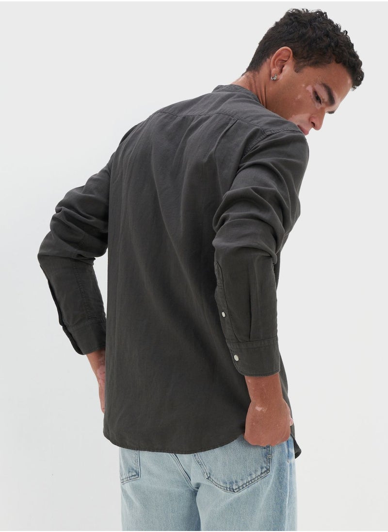 American Eagle - Band Collar Regular Fit Shirt - Image 1