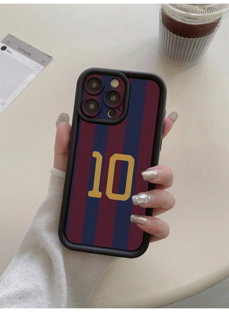 Shein Barcelona FC Number 10 Striped Design Full Protection Shockproof TPU Camera Case Cover Compatible with iPhone 14 Pro Max - Image 3