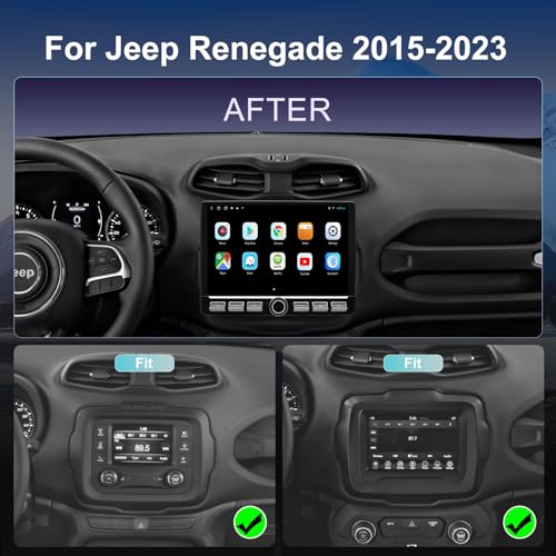 Fuosuc 4G LTE radio For Jeep Renegade 2015 2016 2017 2018 2019 2020 2021 2022 2023 upgrade,8-Core CPU QLED touch screen Stereo,Wireless CarPlay & Android Auto - Image 2