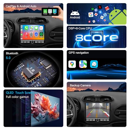Fuosuc 4G LTE radio For Jeep Renegade 2015 2016 2017 2018 2019 2020 2021 2022 2023 upgrade,8-Core CPU QLED touch screen Stereo,Wireless CarPlay & Android Auto - Image 4