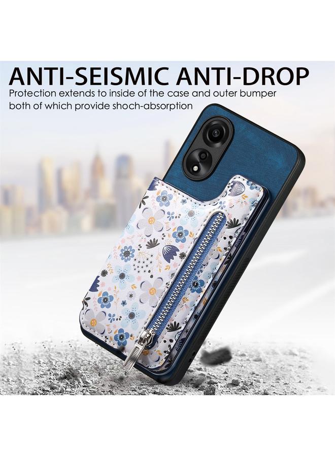 S-TOP Case For OPPO F19 Pro Retro Painted Zipper Wallet Back Phone Case - Image 5