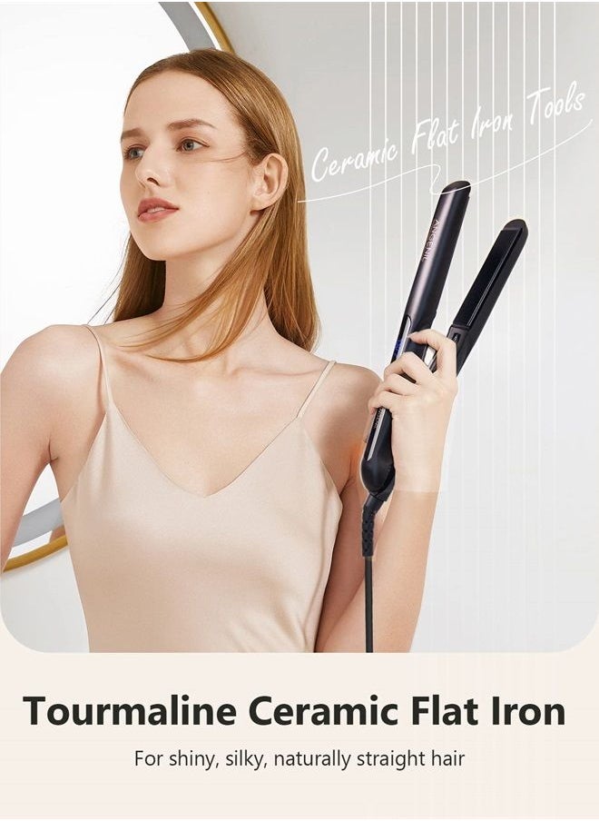 ANGENIL - Argan Oil Flat Iron Hair Straightener and Curler 2 in 1, Portable Travel Hair Straightening Curling Iron, Professional Flat Iron 1 Inch Tourmaline Hair Straighteners for Women Gift - Image 1