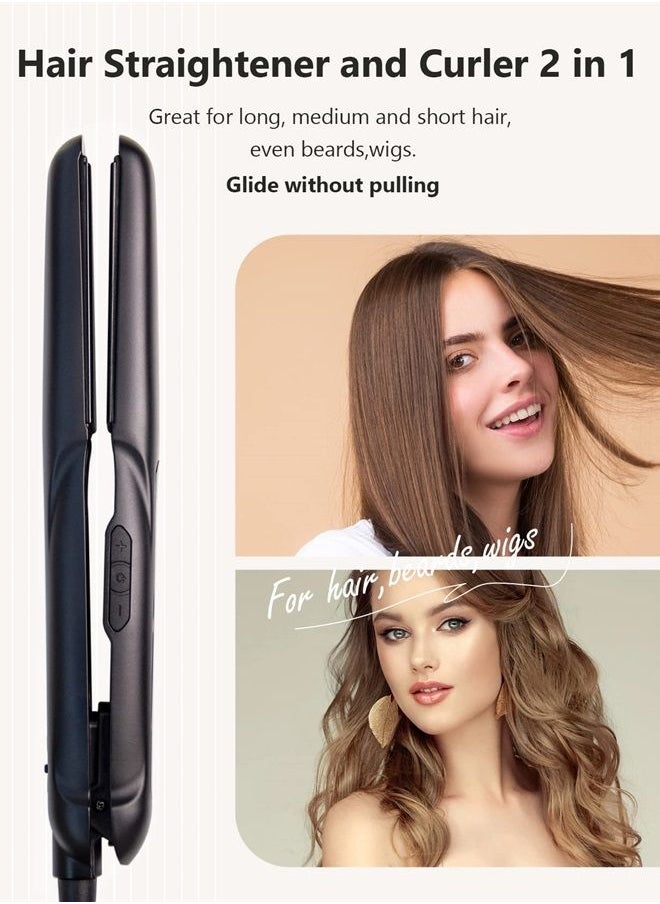 ANGENIL - Argan Oil Flat Iron Hair Straightener and Curler 2 in 1, Portable Travel Hair Straightening Curling Iron, Professional Flat Iron 1 Inch Tourmaline Hair Straighteners for Women Gift - Image 1