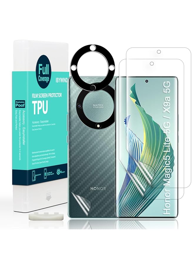Ibywind 2 Pcs Screen Protector For Honor X9A 5G Honor Magic 5 Lite 5G 6.67 Inch Not For Honor Magic5 Pro 5G 6.81 Inch Flexible Tpu Film With 1Pc Camera Lens Protector 1Pc Back Film Easy To Install - Image 1