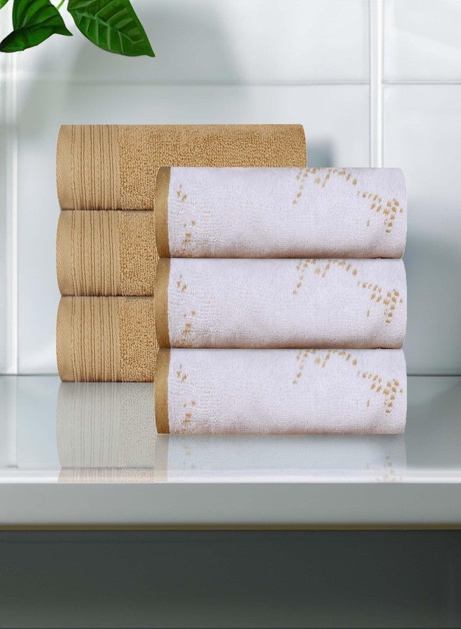 Superior Cotton 6 Piece Assorted Solid and Marble Hand Towel Set, Daily Use, Soft, Absorbent, Decorative Bathroom and Kitchen Accessories, Home Essentials, Modern Aesthetic, Hand Towel, Bronze - Image 2