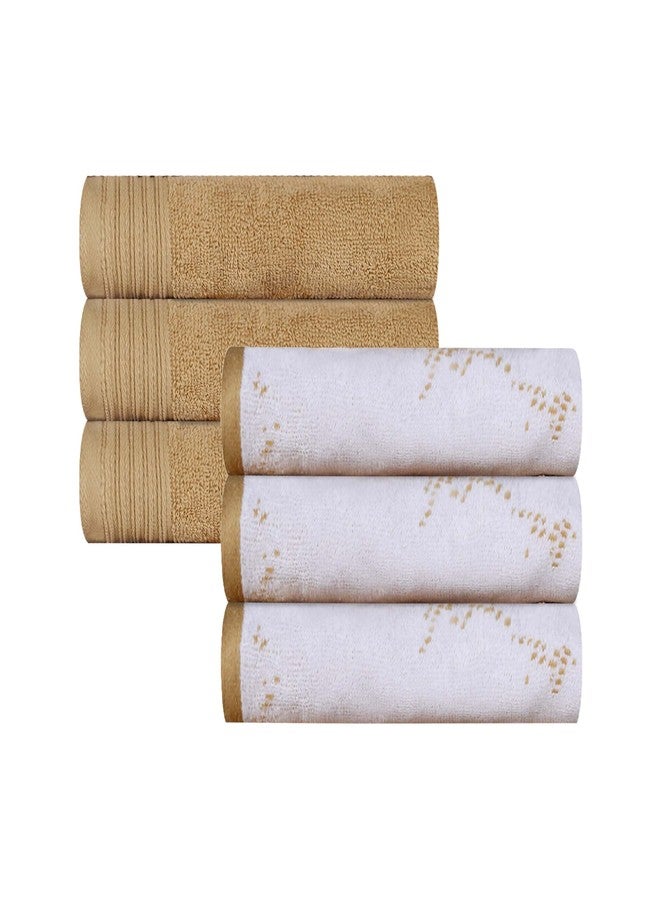 Superior Cotton 6 Piece Assorted Solid and Marble Hand Towel Set, Daily Use, Soft, Absorbent, Decorative Bathroom and Kitchen Accessories, Home Essentials, Modern Aesthetic, Hand Towel, Bronze - Image 1