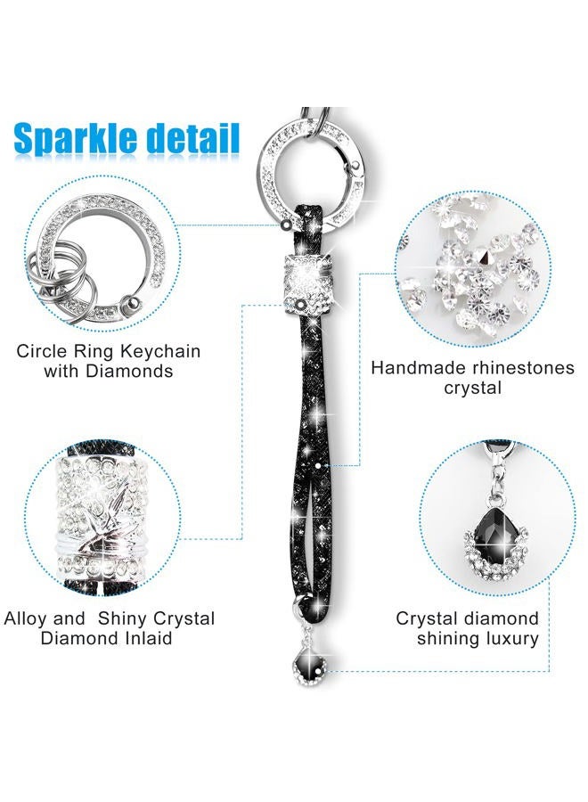 Yiflin Cute Wrist Car keychain for Women, Crystal Keychain Accessories，Bling Wrist Lanyard for Keys, Car key, Silver, S - Image 2