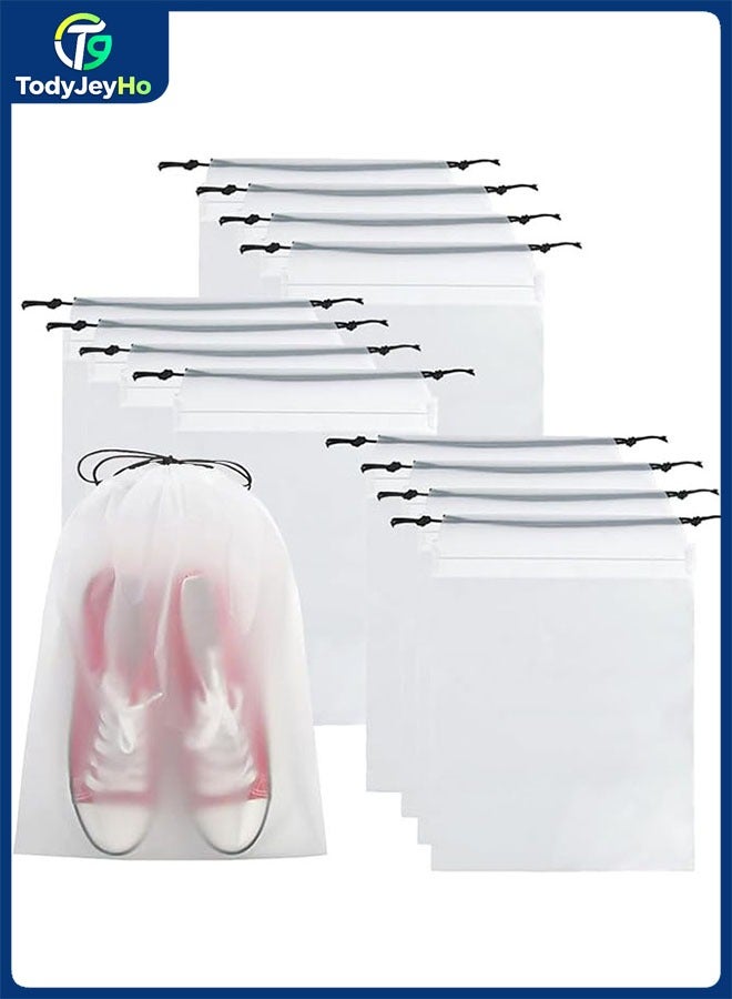 TodyJeyHo 12PCS Shoe Bags for Travel, Transparent Shoe Organizers Pouch with Rope, Portable Drawstring Shoe Bags Shoe Storage Bags for Men and Women - Image 1