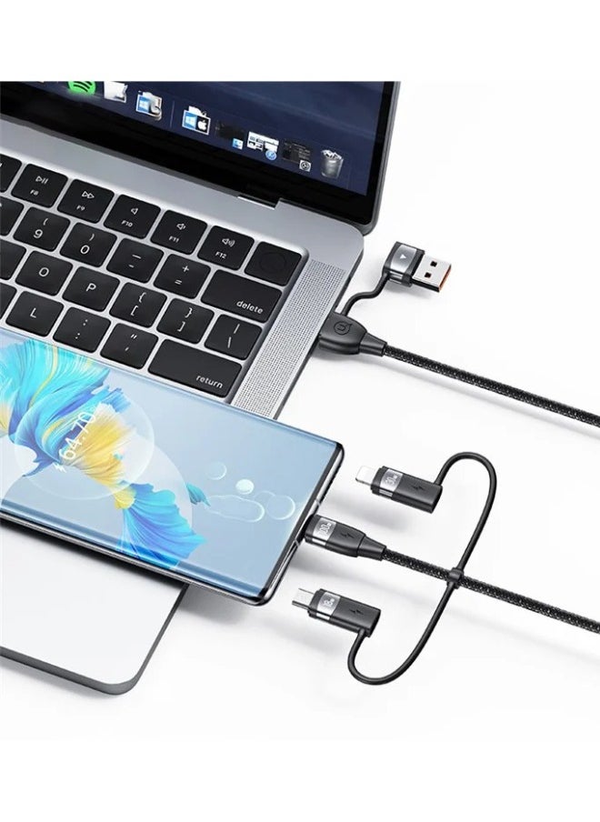 Usams 6 in 1 PD 100W Fast Charging Cable USB-A to Type-C to Type-C+8Pin+Micr 1.2m Data Cord - Purple  - Image 2