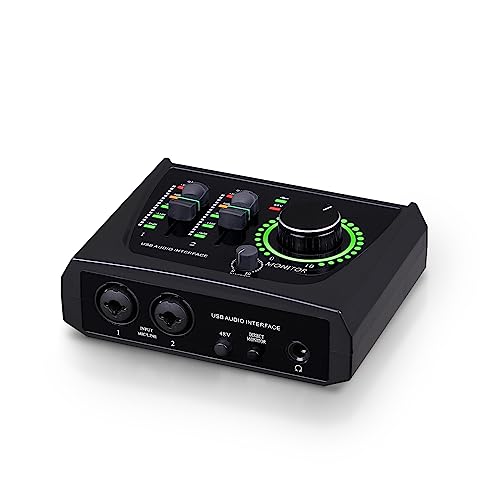 BOMGE mini 2 Channel USB Audio Interface for Recording, Streaming and Podcasting, with XLR/48V Phantom Power,Studio Quality Audio Interface for Guitarist, Vocalist, Podcaster or Producer - Image 1