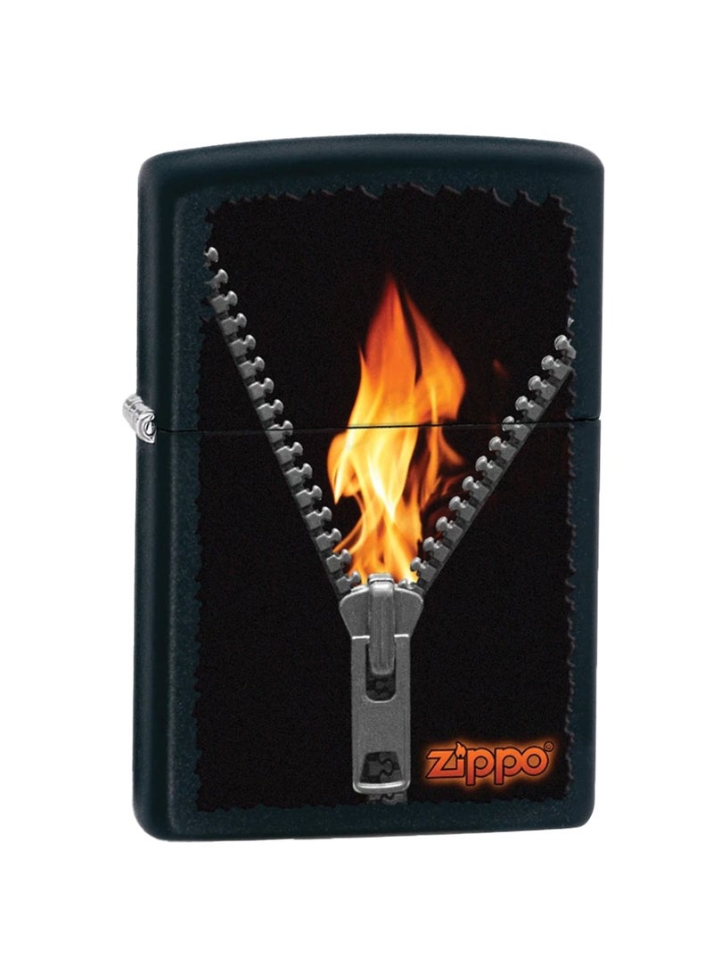 Zippo Zipper Flame Lighter (Black Matte) 28309 - Image 1