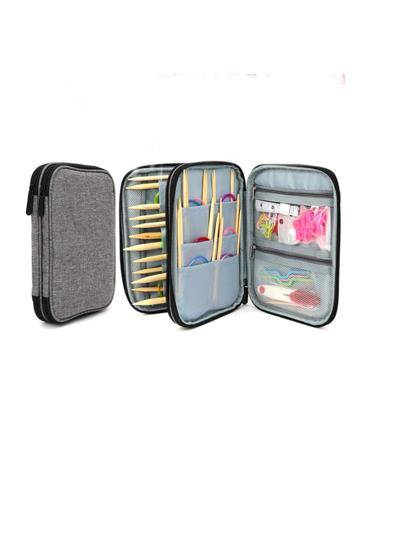 Knitting and Crochet Organizer Case for Circular Needles, Zipper Storage Bag for Knitting Accessories and Tools - Image 1