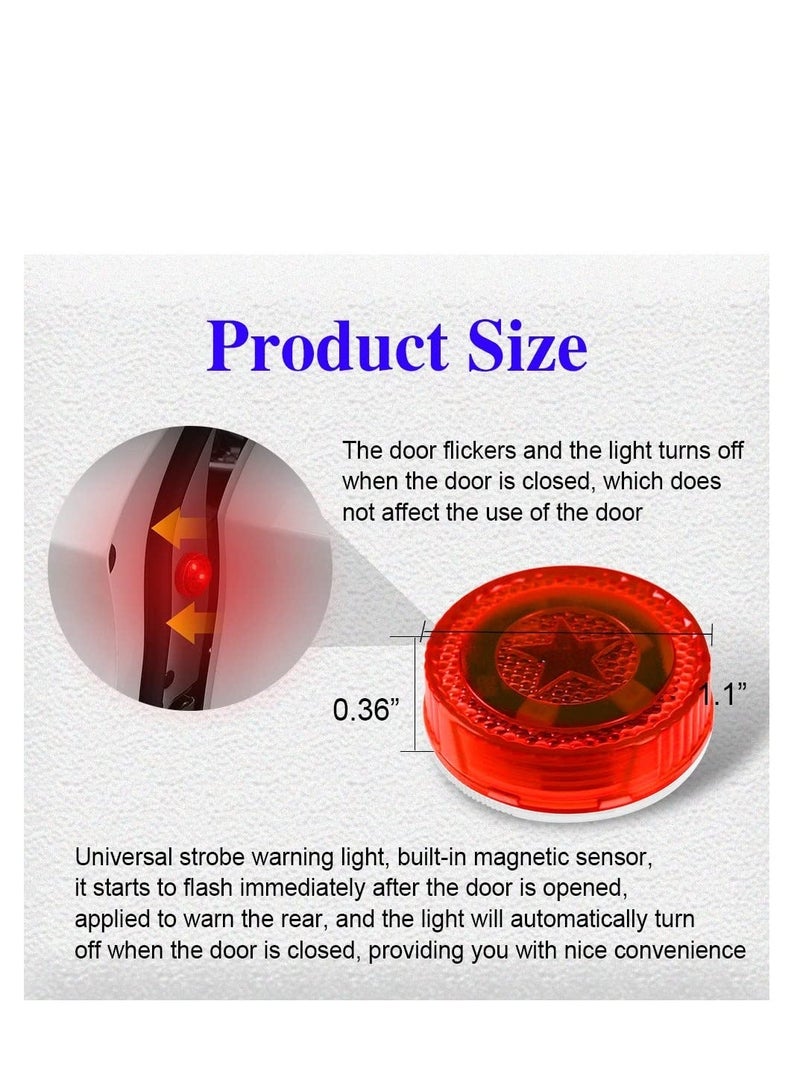 MUNTAQI Universal Wireless Car Door LED Warning Lights, Car Door Warnning Lights, Roadside Flashing Flares Safety Warning Light, Waterproof Design, Strobe Lights for Anti rear-end Collision (Red) (4PCS) - Image 2