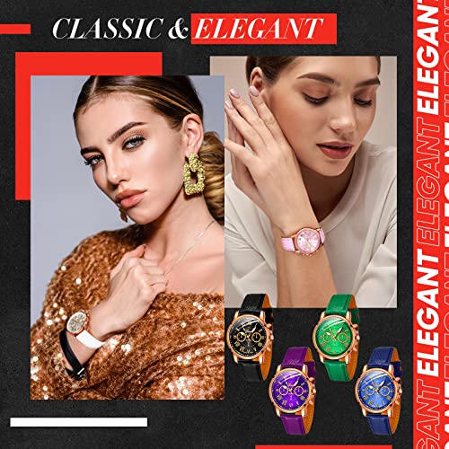 Yinkin 10 Pcs Assorted Platinum Watch Unisex Quartz Watch Sets for Women Men Ladies Watches Roman Numerals PU Leather Women's Wrist Watches - Image 3