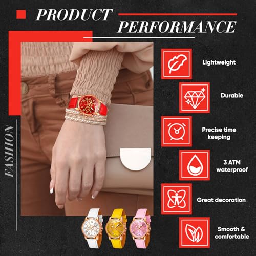 Yinkin 10 Pcs Assorted Platinum Watch Unisex Quartz Watch Sets for Women Men Ladies Watches Roman Numerals PU Leather Women's Wrist Watches - Image 4