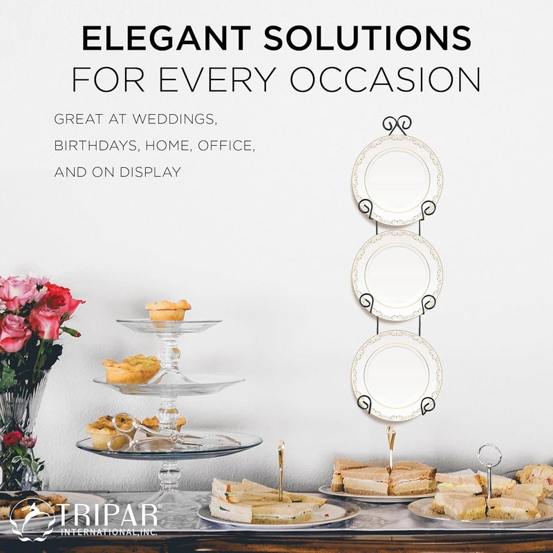 Tripar Vertical Wall Plate Rack, Black Display (3 Tiers) - Lightweight & Durable - Contains 3 Non-Adjustable Brackets - Elegantly Display Plates, Tiles, Artwork, & More - Image 3