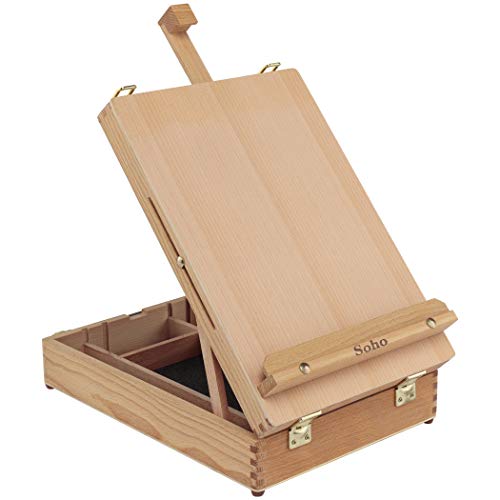 Creative Mark Soho Urban Artist Sketch Box and Table Easel - Portable, Multi Media, Adjustable Angle with Storage Compartments - Oiled Beech Wood - Image 1