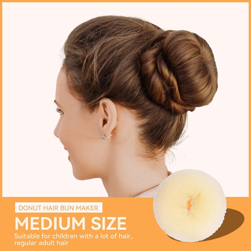 YaFex Hair Bun Maker Set, 3 Pieces (Small, Medium, Large), 6 Hair Elastics, 1 Bag Hairpins, Blonde, Nylon - Image 5