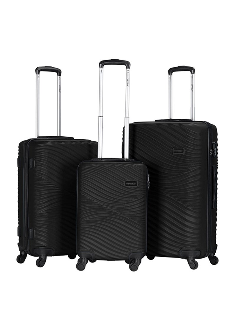 فيبتور مجموعة عربة نقل حقائب بعجلات صلبة بنظام فرامل مانعة للانغلاق مكونة من 3 قطع وعجلات دوارة برقم إقفال بمقاسات 20/24/28 بوصة - Image 1