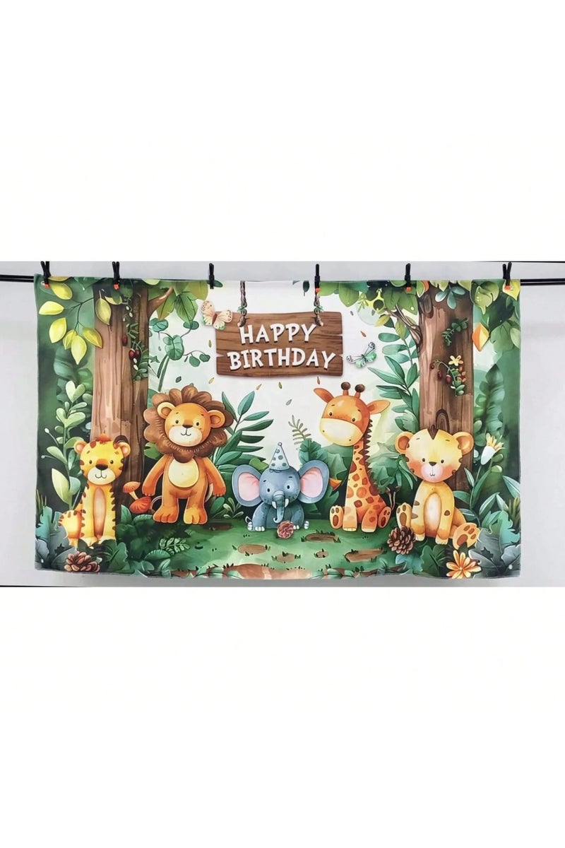 زينه اعياد ميلاد خلفيه بتصميم حيوانات الغابه اللطيفه مصممه بعبارة عيد ميلاد سعيد للاحتفال  باعياد الميلاد و الحفلات ذات الطبع الخاص  مقاس cm (100*150) - Image 2
