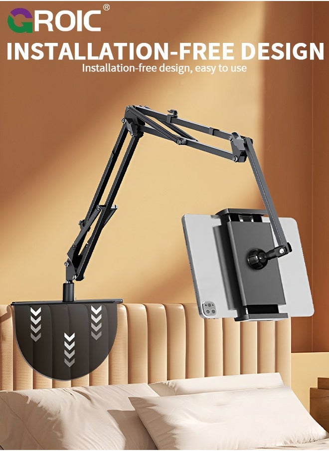 GROIC Hidden Bedside Phone Tablet Holder Retractable, Tablet Stand Adjustable Foldable Tablet Stand, Flexible Tablet Arm Stand Compatible for 4~13 Inch Devices  - Image 5