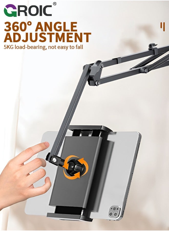 GROIC Hidden Bedside Phone Tablet Holder Retractable, Tablet Stand Adjustable Foldable Tablet Stand, Flexible Tablet Arm Stand Compatible for 4~13 Inch Devices  - Image 4