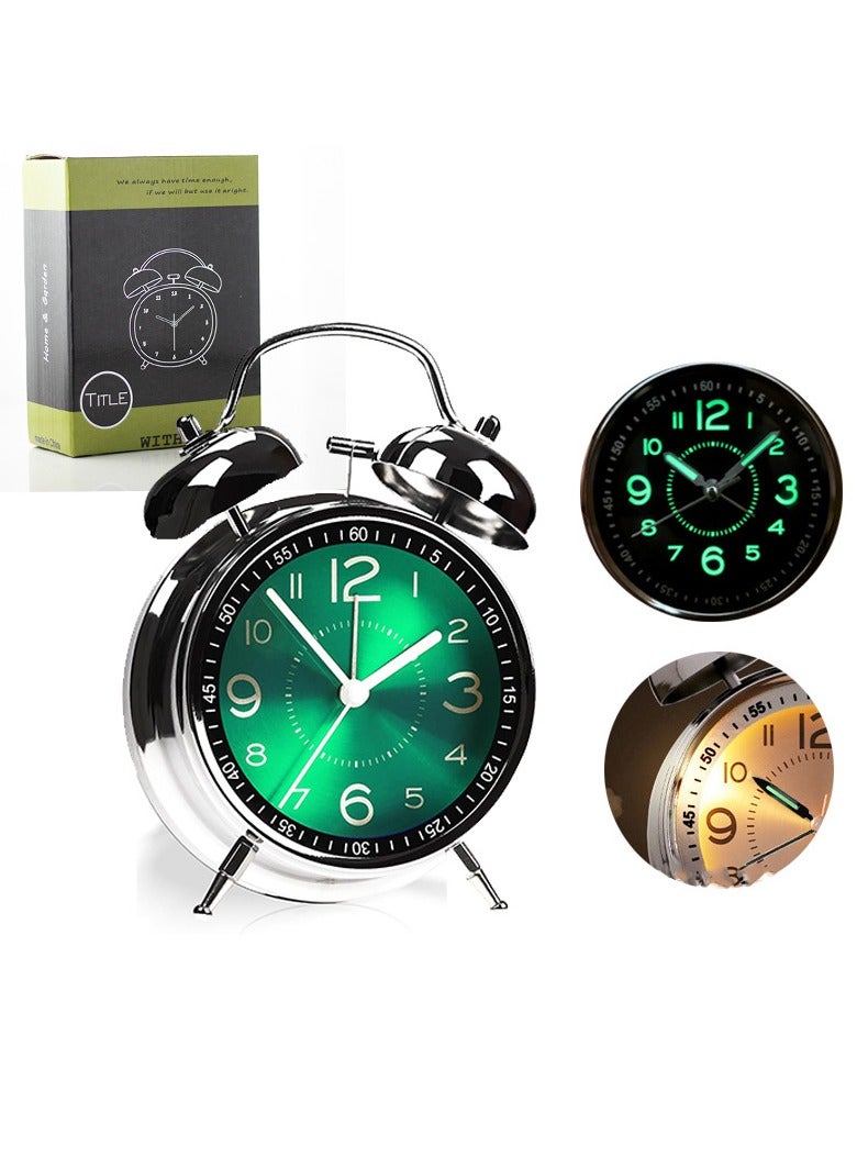 Loud Alarm Clock for Heavy Sleepers Adults,Retro 4 Inch Silent Non-Ticking Quartz with Backlight,Twin Bell Analog Kids Alarm Clocks for Bedrooms Bedside - Image 1