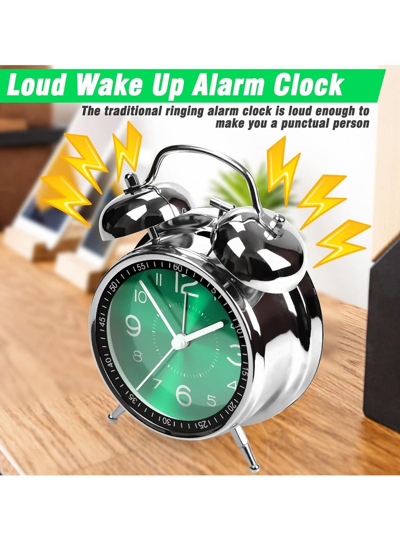 Loud Alarm Clock for Heavy Sleepers Adults,Retro 4 Inch Silent Non-Ticking Quartz with Backlight,Twin Bell Analog Kids Alarm Clocks for Bedrooms Bedside - Image 2