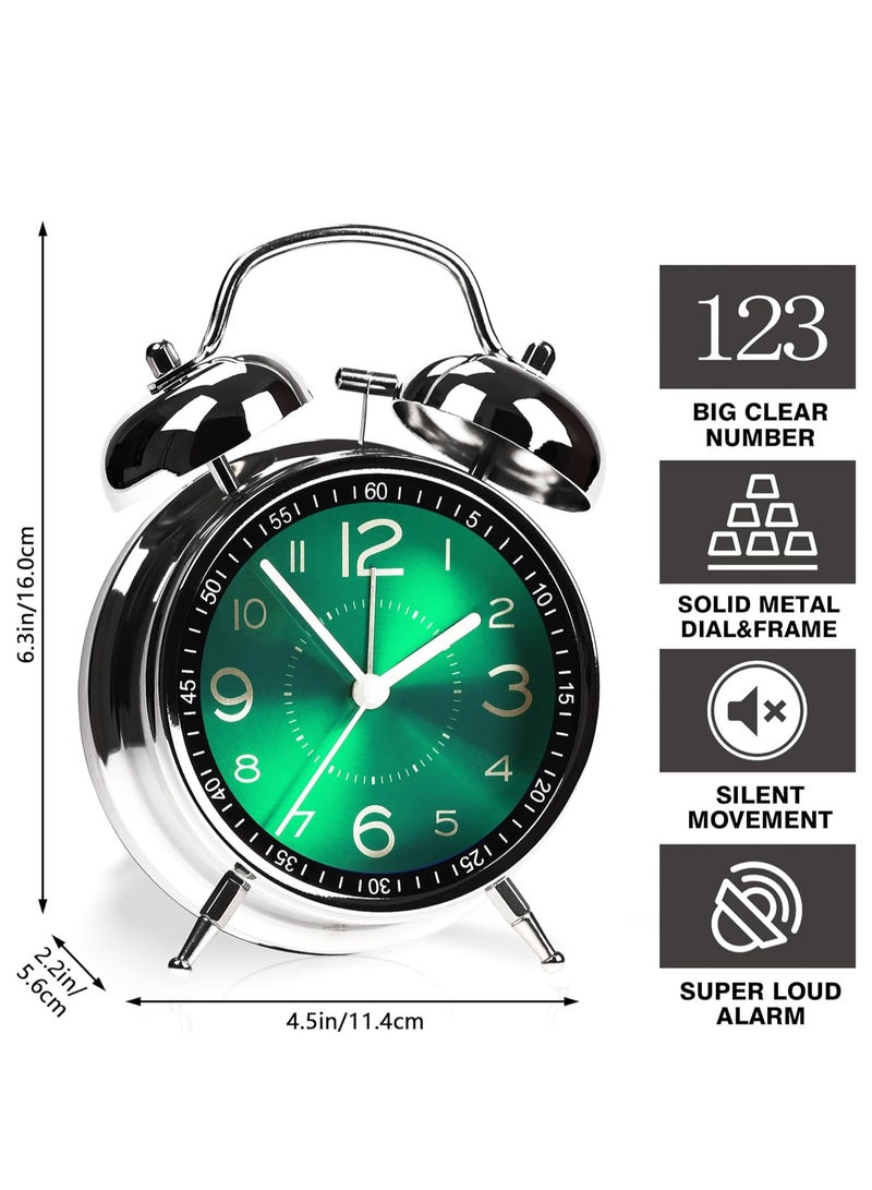 Loud Alarm Clock for Heavy Sleepers Adults,Retro 4 Inch Silent Non-Ticking Quartz with Backlight,Twin Bell Analog Kids Alarm Clocks for Bedrooms Bedside - Image 3