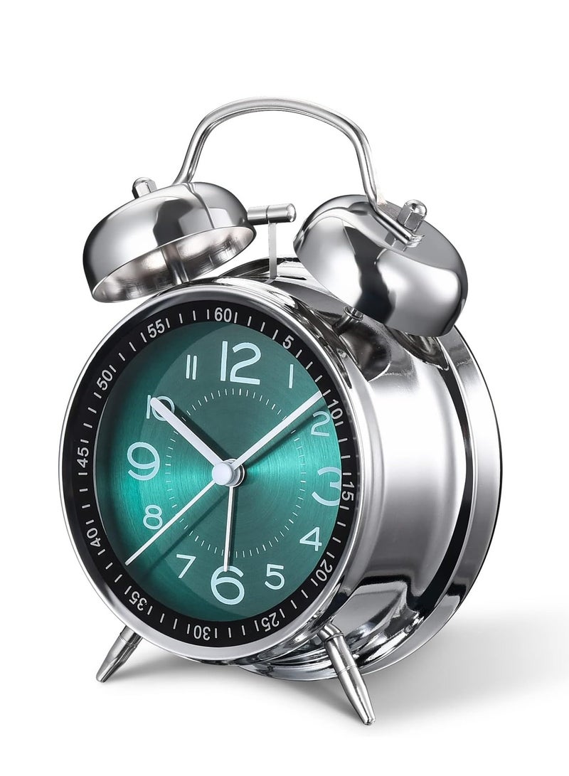 Loud Alarm Clock for Heavy Sleepers Adults,Retro 4 Inch Silent Non-Ticking Quartz with Backlight,Twin Bell Analog Kids Alarm Clocks for Bedrooms Bedside - Image 4