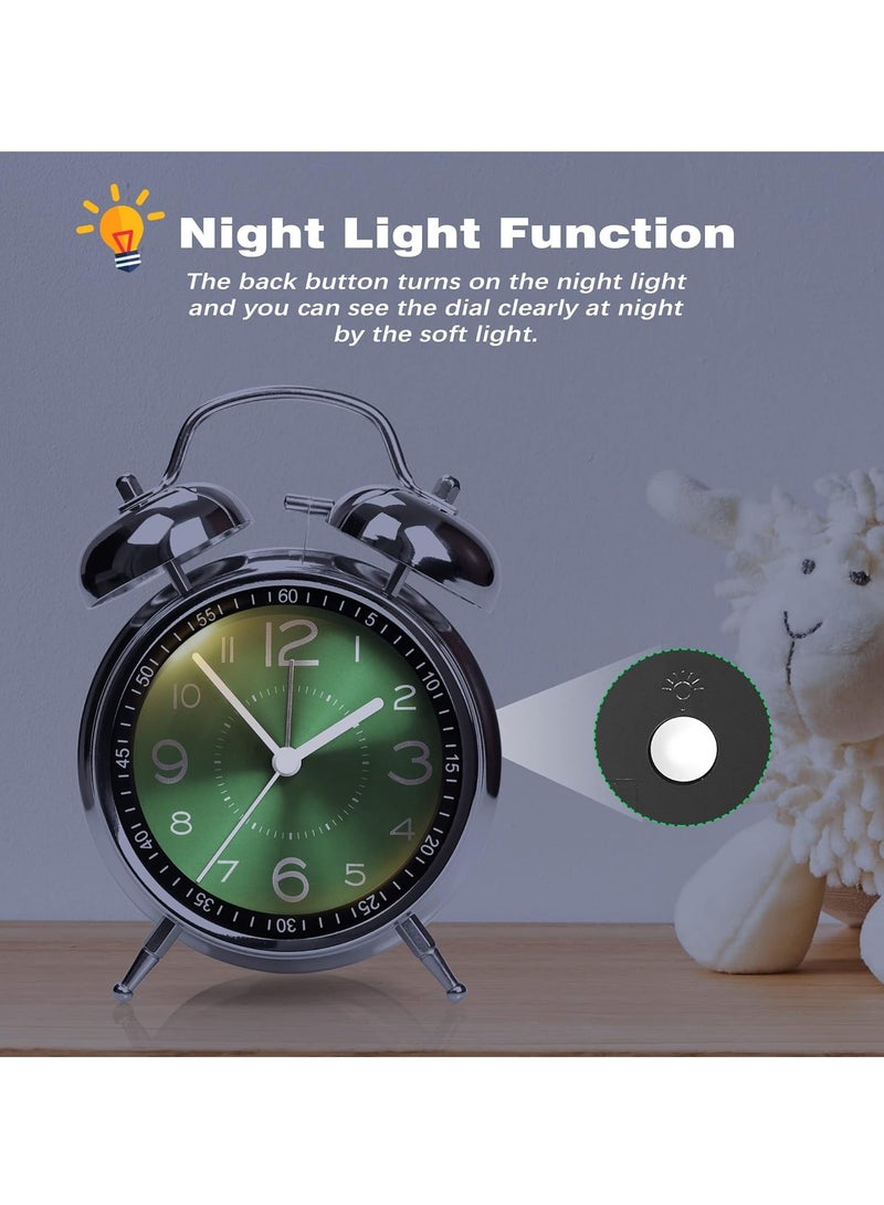 Loud Alarm Clock for Heavy Sleepers Adults,Retro 4 Inch Silent Non-Ticking Quartz with Backlight,Twin Bell Analog Kids Alarm Clocks for Bedrooms Bedside - Image 5