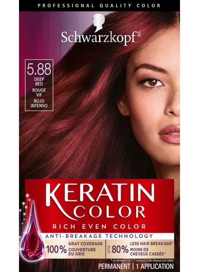 Schwarzkopf Keratin Color Permanent Hair Color Cream 5.88 Deep Red - Image 1