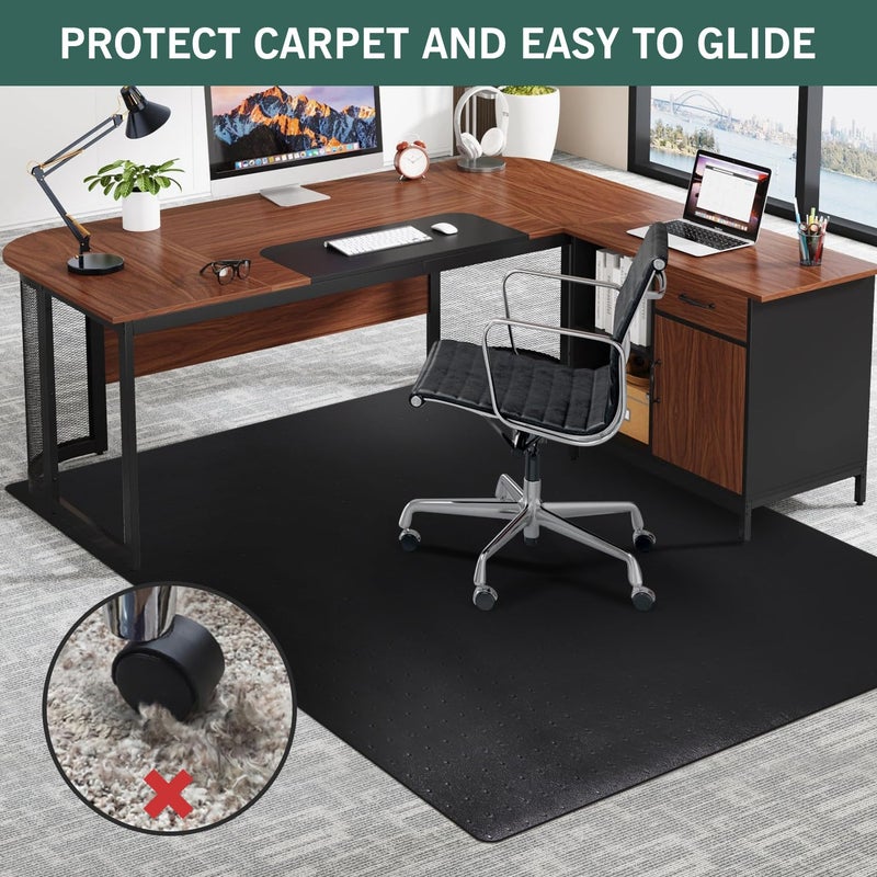 FURKIT Large Office Chair Mat for Carpet, 46"x 60" Anti-Slip Waterproof Desk Chair Mat for Rolling Chairs, Heavy Duty Vinyl Computer Floor Protector, Easy Glide Floor Mat for Work, Home Office, Gaming - Image 3