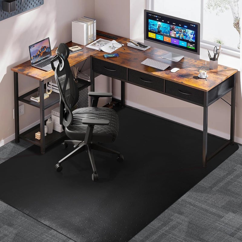FURKIT Large Office Chair Mat for Carpet, 46"x 60" Anti-Slip Waterproof Desk Chair Mat for Rolling Chairs, Heavy Duty Vinyl Computer Floor Protector, Easy Glide Floor Mat for Work, Home Office, Gaming - Image 1