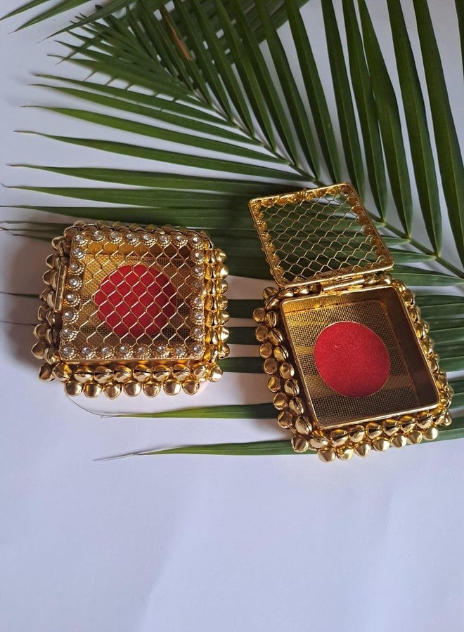 Home Storiee Coin Ginni Box/Unique Gold & Silver Shagun Coins Stylish Storage Box | Fancy Square Coin Box (6 Pc) - Image 2