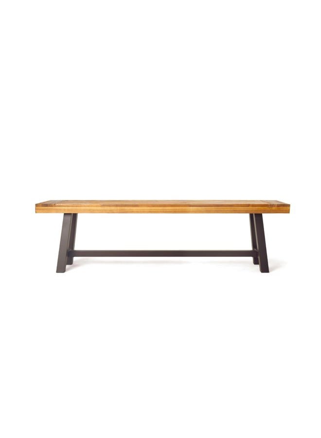 Christopher Knight Home Carlisle Outdoor Acacia Wood and Rustic Metal Bench, Sandblast Finish/Rustic Metal 14. 75 x 63 x 17. 50 inches - Image 4