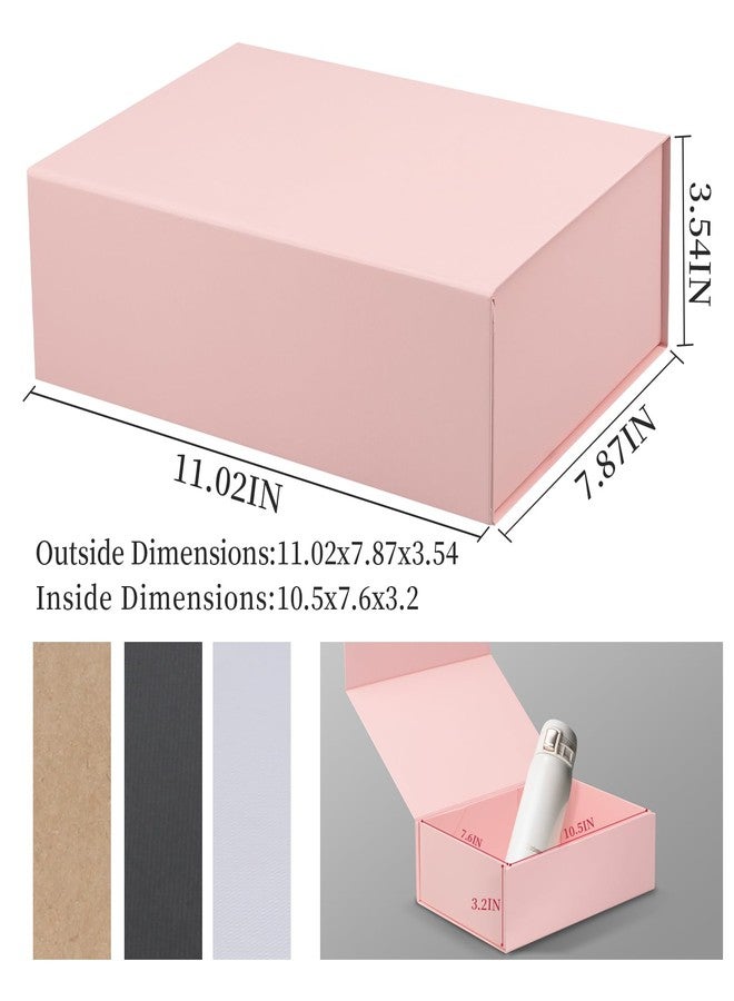 Rsgift Pink Gift Box with Satin Ribbon Collapsible 11x7.8x3.5 Inches Gift Box with Magnetic Closure Matte Textured Finish Box for Wedding Gifts. - Image 2
