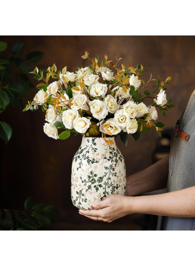عربست مزهرية سيراميك عتيقة، مزهرية زهور صينية، مزهريات سيراميك ريفية كبيرة لتزيين المنزل، غرفة المعيشة، رف الكتب، المكتب، ديكور عصري فاخر، ديكورات صينية، ديكور توسكاني - Image 2