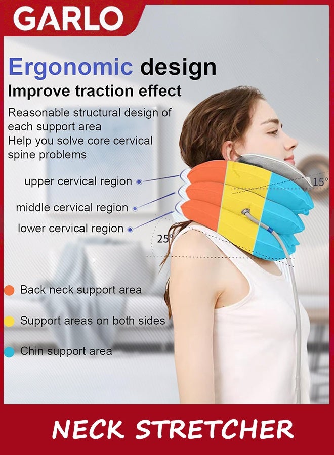Garlo Neck Stretcher with Neck Brace, Cervical Traction Device, Neck Pain Relief Tool, Adjustable Inflatable Cervical Brace,Home Use Neck Decompression Device New Technology Breathable Fabric - Image 5