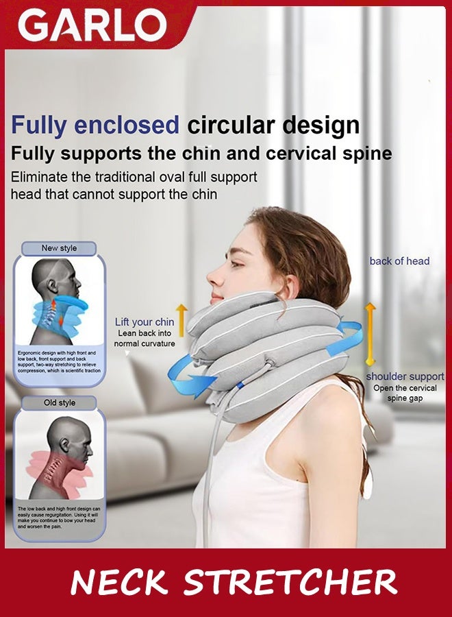 Garlo Neck Stretcher with Neck Brace, Cervical Traction Device, Neck Pain Relief Tool, Adjustable Inflatable Cervical Brace,Home Use Neck Decompression Device New Technology Breathable Fabric - Image 3