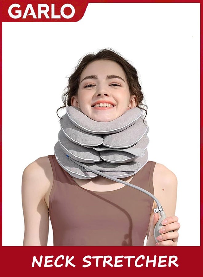 Garlo Neck Stretcher with Neck Brace, Cervical Traction Device, Neck Pain Relief Tool, Adjustable Inflatable Cervical Brace,Home Use Neck Decompression Device New Technology Breathable Fabric - Image 1
