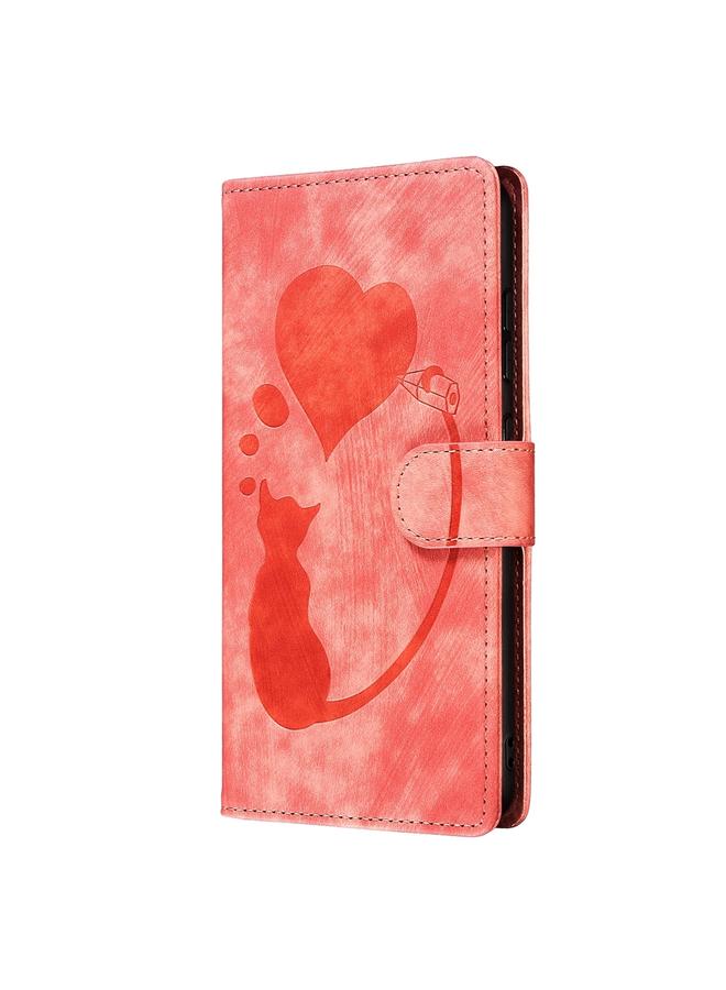 S-TOP Case For iPhone 13 Pro Pen Heart Cat Embossed Leather Phone Case - Image 3