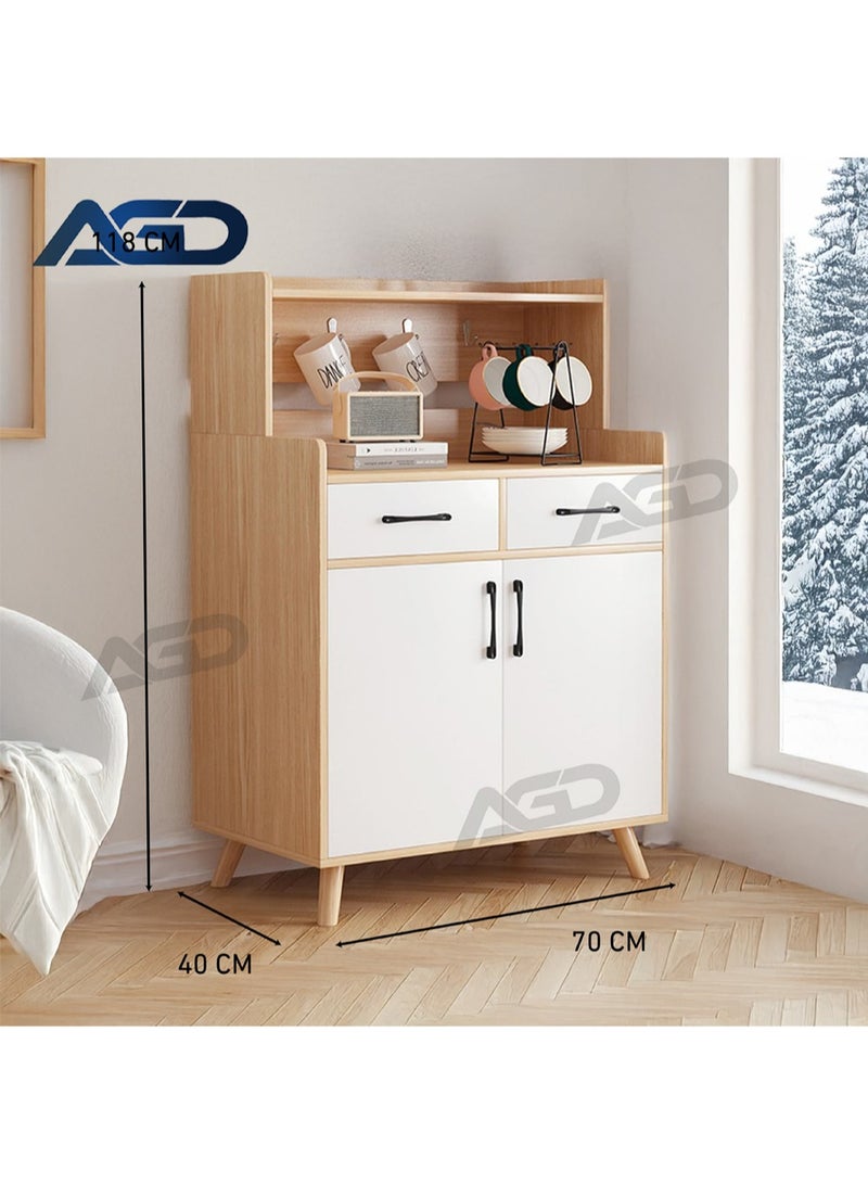 AGD Kitchen Storage Cabinet, Sideboard and Coffee Corner, with 2 Doors and 2 Drawers, Suitable for Kitchen, Living Room and Dining Room 70*40*118cm - Image 5