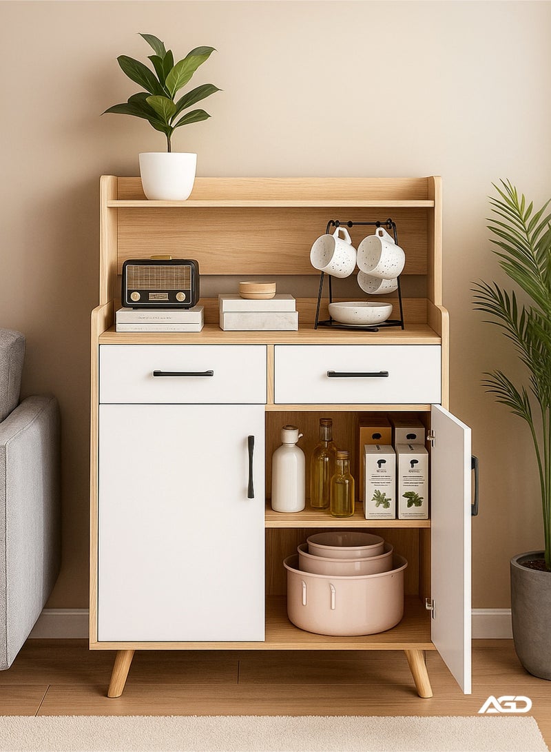 AGD Kitchen Storage Cabinet, Sideboard and Coffee Corner, with 2 Doors and 2 Drawers, Suitable for Kitchen, Living Room and Dining Room 70*40*118cm - Image 2