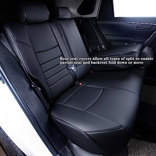 HKZ Custom Fit Corolla Cross Car Seat Covers Full Sets for 2021 2022 2023 2024 2025 Toyota Corolla Cross L LE XLE (Non-Hybrid) - Faux Leather(Black) - Image 4