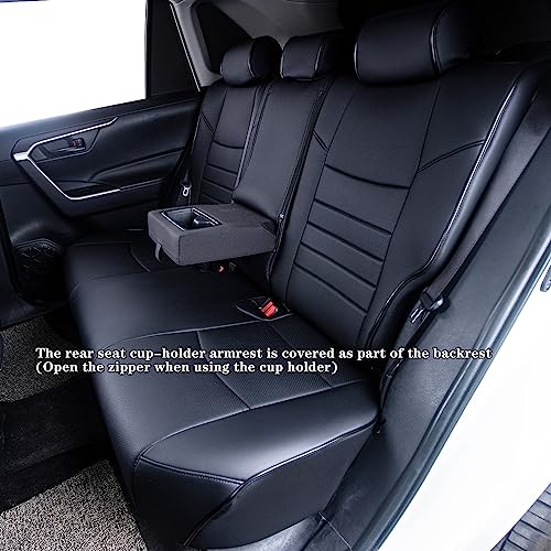 HKZ Custom Fit Corolla Cross Car Seat Covers Full Sets for 2021 2022 2023 2024 2025 Toyota Corolla Cross L LE XLE (Non-Hybrid) - Faux Leather(Black) - Image 3
