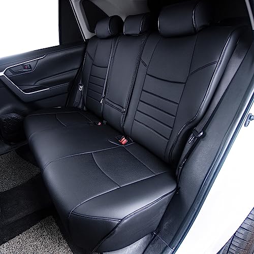 HKZ Custom Fit Corolla Cross Car Seat Covers Full Sets for 2021 2022 2023 2024 2025 Toyota Corolla Cross L LE XLE (Non-Hybrid) - Faux Leather(Black) - Image 5